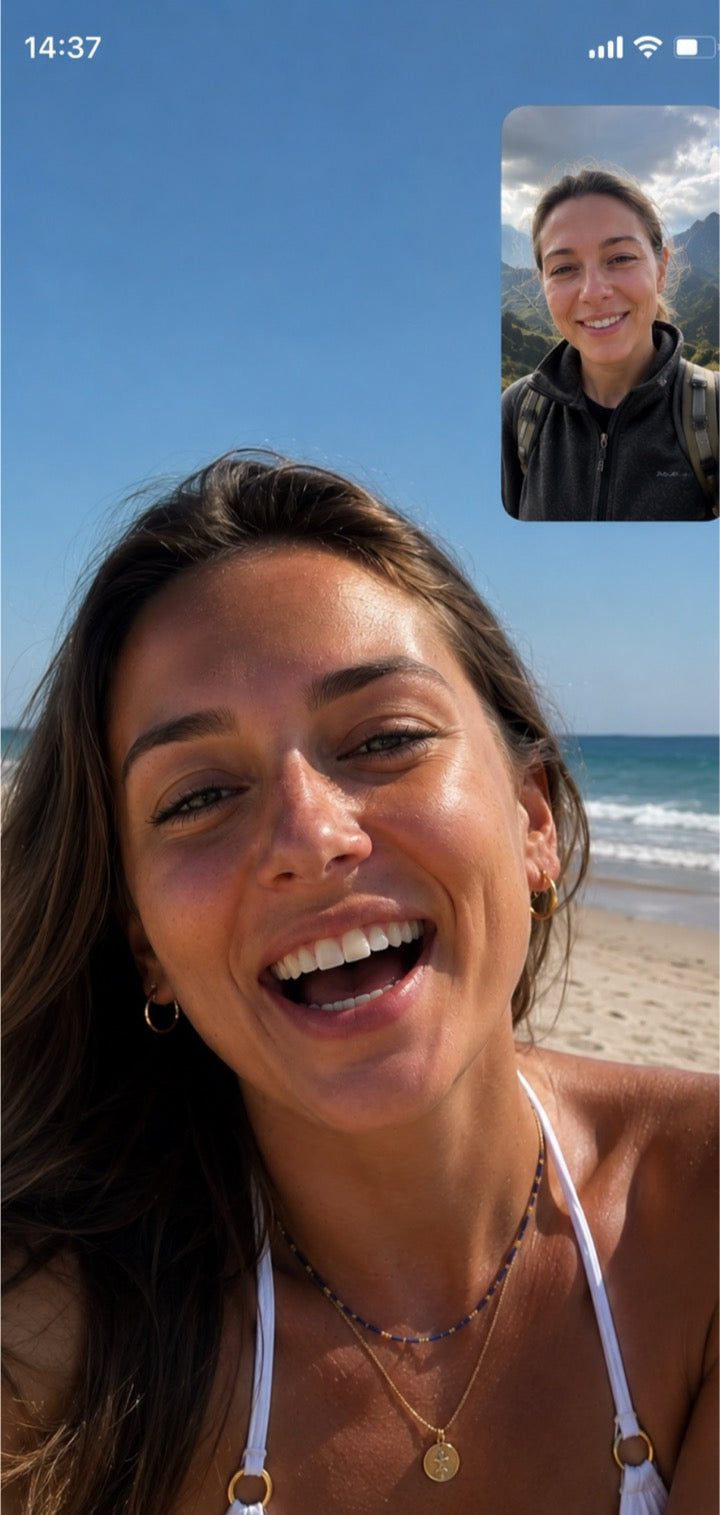 Videoanruf vom Strand – einen schönen Moment sofort mit der Familie teilen