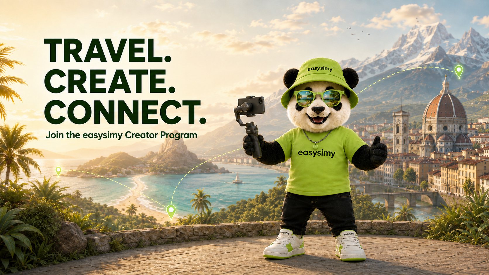 easysimy panda filming on the road